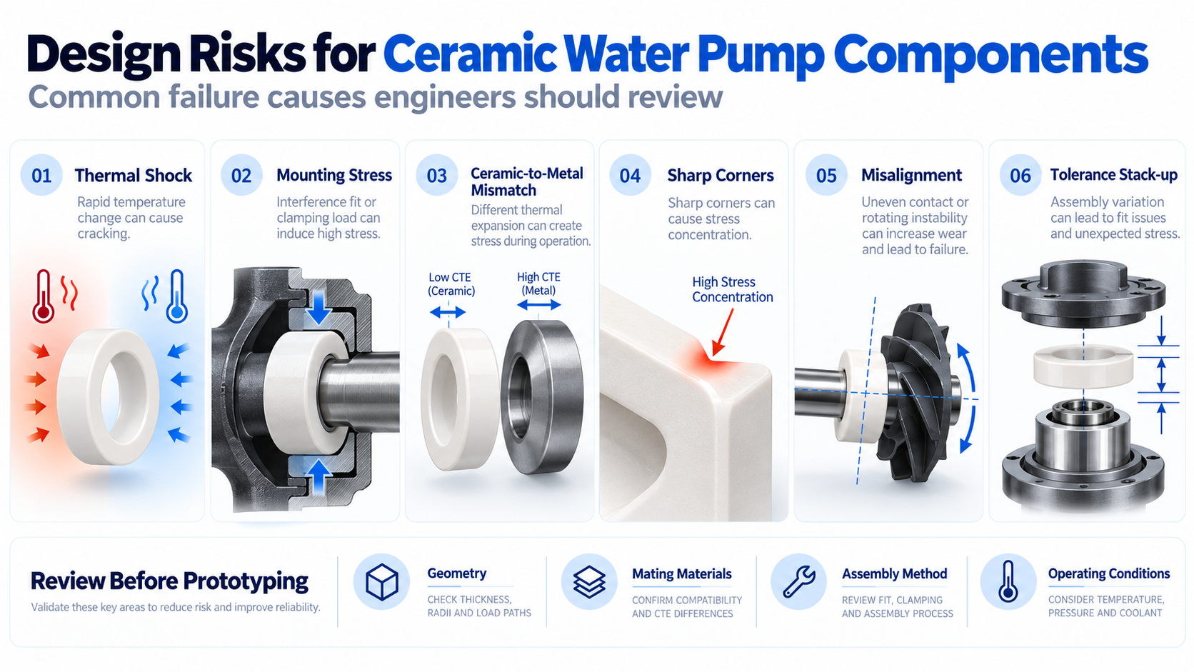 EV water pump ceramic component design risks