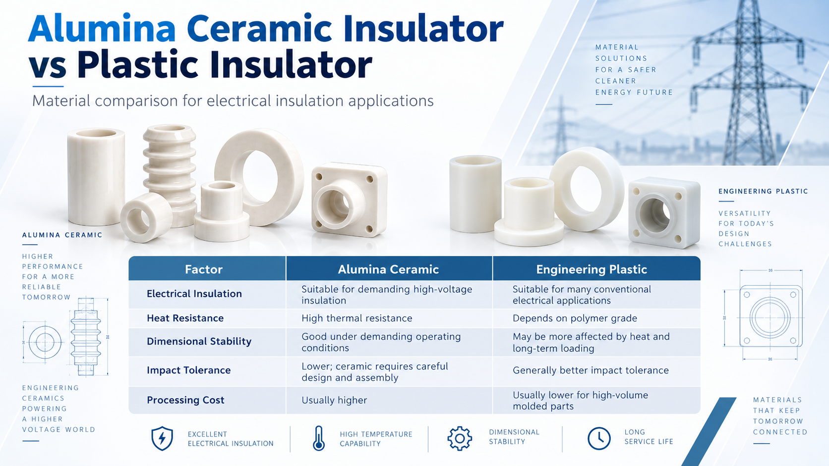 Alumina ceramic vs plastic insulator comparison