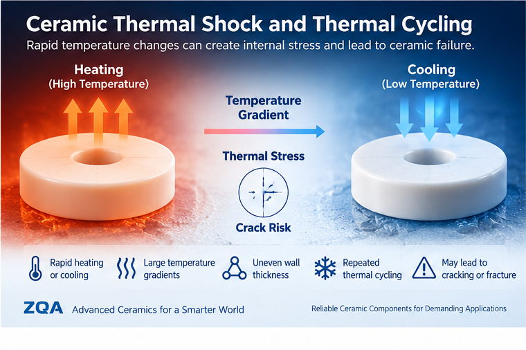 Ceramic thermal shock and thermal cycling failure