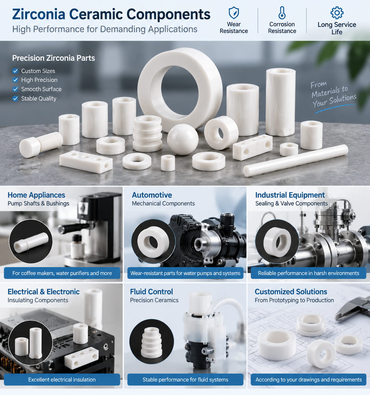 Zirconia ceramic components for precision engineering applications